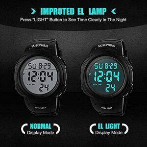 MJSCPHBJK Mens Digital Watch, Sports Military Watches Waterproof Outdoor Chronograph Watch for Men with LED Back Ligh/Alarm/Date