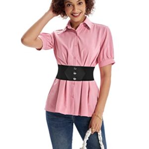 GRACE KARIN Women Stretchy Corset Belt Snap Button Elastic Waist Cinch Belt 10 cm Wide Elastic Belt XX-Large