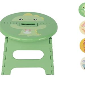 famobay Home Foldable Step stools - Round Cartoon Seat -11 Inches Wide & 9 Inches Tall - 300 lbs Capacity - Light Weight Plastic Design (Dinosaur, 1)