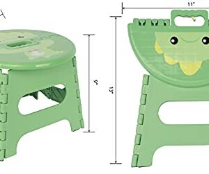 famobay Home Foldable Step stools - Round Cartoon Seat -11 Inches Wide & 9 Inches Tall - 300 lbs Capacity - Light Weight Plastic Design (Dinosaur, 1)