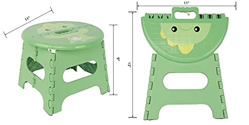 famobay Home Foldable Step stools - Round Cartoon Seat -11 Inches Wide & 9 Inches Tall - 300 lbs Capacity - Light Weight Plastic Design (Dinosaur, 1)