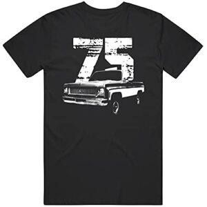 1975 k5 blazer front three quarter view with model year t shirt l black