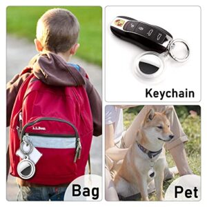 Waterproof Airtag Holder, DDJ 4 Pack Airtag Keychain, AirTag Case for Dog Collar, Luggage, Keys, Full Body Anti-Scratch Protective (4 Colors:White,Black,Pink,Blue)