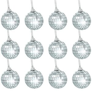 gondiane 12 pcs 1.6 inches disco ball ornaments silver mirror balls for christmas tree wedding party decoration