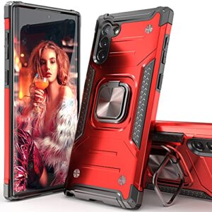 idystar galaxy note 10 case for women girls, hybrid drop test cover with card mount kickstand slim fit protective phone case for galaxy note 10, red