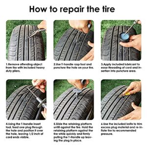 Tire Repair Kit, Tire Patch Kit with Plugs to Fix Punctures and Plug Flats for Car, Motorcycle, Truck, Tractor, Trailer, RV, ATV, ARB, SUV (39pcs)