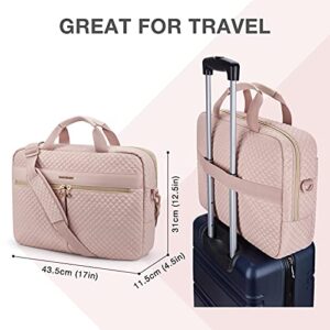 BAGSMART 17.3 Inch Laptop Bag, Briefcase for Women Computer Messenger Bag Office Travel Business,Pink