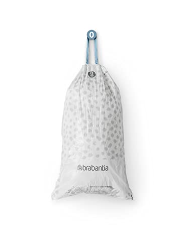 Brabantia PerfectFit Trash Bags (Size O/8 Gal) Thick Plastic Trash Can Liners with Drawstring Handles (120 Bags)