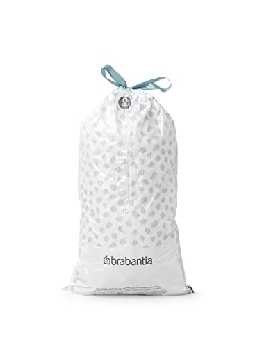 Brabantia PerfectFit Trash Bags (Size O/8 Gal) Thick Plastic Trash Can Liners with Drawstring Handles (120 Bags)