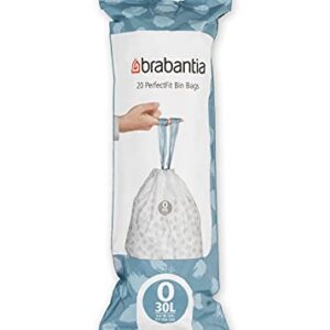 Brabantia PerfectFit Trash Bags (Size O/8 Gal) Thick Plastic Trash Can Liners with Drawstring Handles (120 Bags)