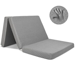milliard premium folding mattress, memory foam tri fold with waterproof washable cover, cot size (75"x31"x4)