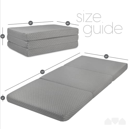 Milliard Premium Folding Mattress, Memory Foam Tri Fold with Waterproof Washable Cover, Cot Size (75"x31"x4)