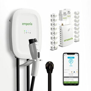 emporia smart 48 amp level 2 ev charger with home energy management system, smart home energy monitor with 16 circuit level sensors
