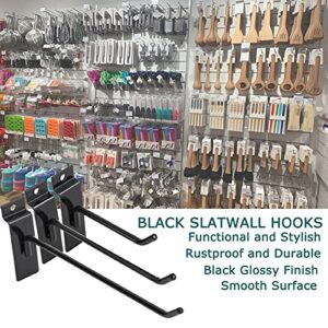 48Pack 6Inch Black Slatwall Hooks, Heavy Duty Slatwall Hooks & Hangers for Commercial Retail and Exhibition, 1/4" Dia Steel Slatwall Hooks, Metal Pegboard Panels Hooks for Garage Shop Supermarket