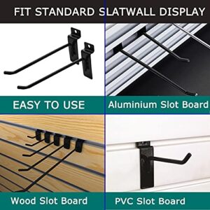 48Pack 6Inch Black Slatwall Hooks, Heavy Duty Slatwall Hooks & Hangers for Commercial Retail and Exhibition, 1/4" Dia Steel Slatwall Hooks, Metal Pegboard Panels Hooks for Garage Shop Supermarket