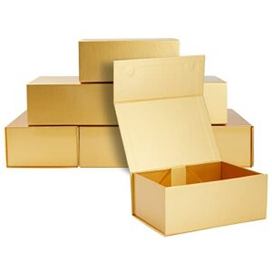 stockroom plus 6 pack magnetic gift boxes with lids, 9.5 x 7 x 4 inches for birthday, wedding, groomsman and bridesmaid proposal box (gold)