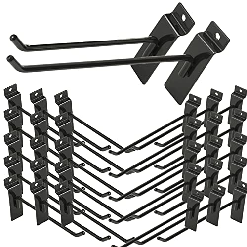 48Pack 6"and 8" Black Slatwall Hooks, Heavy Duty Slatwall Hooks & Hangers for Commercial Retail and Exhibition, 1/4”Dia Slatwall Panel Hooks Metal Pegboard Hooks for Garage Shop Supermarket