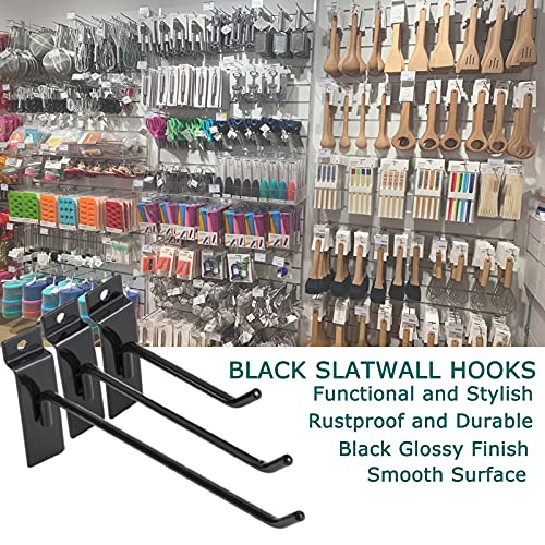 48Pack 6"and 8" Black Slatwall Hooks, Heavy Duty Slatwall Hooks & Hangers for Commercial Retail and Exhibition, 1/4”Dia Slatwall Panel Hooks Metal Pegboard Hooks for Garage Shop Supermarket