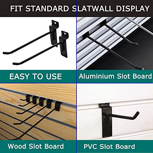 48Pack 6"and 8" Black Slatwall Hooks, Heavy Duty Slatwall Hooks & Hangers for Commercial Retail and Exhibition, 1/4”Dia Slatwall Panel Hooks Metal Pegboard Hooks for Garage Shop Supermarket