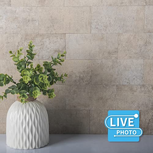 Art3d 102-Piece Peel and Stick Wall Tile for Kitchen Backsplash, Bathroom, Fireplace, 3in. × 6in. Stick on Subway Tile Stone Beige