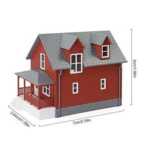 N Scale Model Building 1:160 Residential Modern House Assembled Architectural for Model Train Layout Diorama JZN01 (Red)