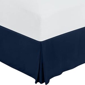 utopia bedding queen bed skirt - soft quadruple pleated ruffle - easy fit with 16 inch tailored drop - hotel quality, shrinkage and fade resistant (queen, navy)
