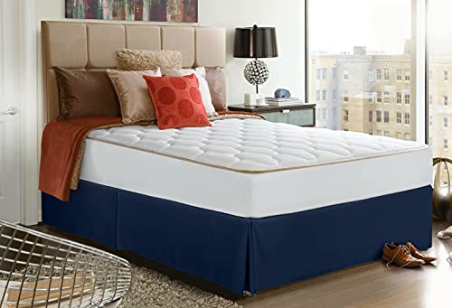 Utopia Bedding Queen Bed Skirt - Soft Quadruple Pleated Ruffle - Easy Fit with 16 Inch Tailored Drop - Hotel Quality, Shrinkage and Fade Resistant (Queen, Navy)