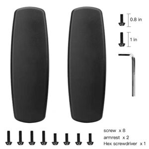 ALUCSET 10" Long x 3" Wide Office Chair Replacement Armrest Arm Pads Caps Univeral 4" 5.5" Mounting Hole Office Chair Parts 1 Pair (Black, Set of 2)