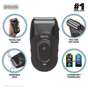 Wahl Compact Rechargeable Lithium Ion Shaver Kit with Hygienic Rinseable Foils & Cutter Bar with Dual Flexible Foils That Move with The Contours of Your Face - 7065