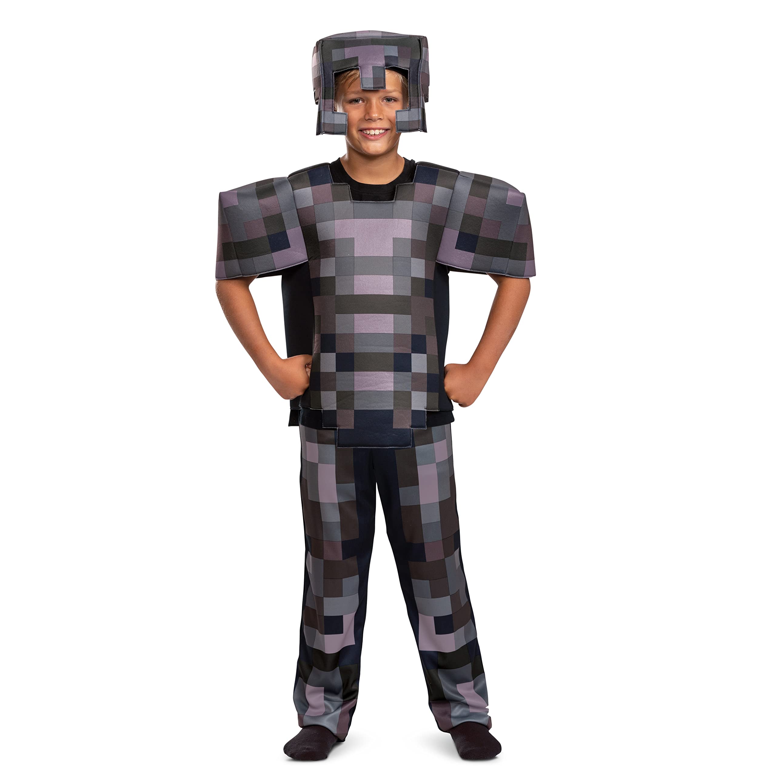 Disguise Minecraft Costume, Official Nether Armor Outfit for Kids Minecraft Costume, Deluxe Child Size Medium (7-8)