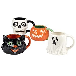 certified international scaredy cat 22 oz 3-d mugs, set of 4 assorted designs