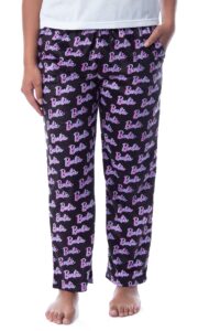 mattel womens' barbie logo all over print loungewear sleep pajama pants (m)