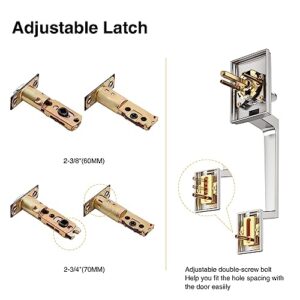 Brightify Satin Nickel Front Door Handle, Satin Nickel Door Handle with Door Lever, Modern Front Door Handle Set, Adjustable Deadbolt Lock Set with Single Cylinder, Reversible for Right&Left