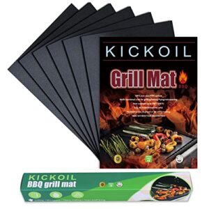 grill mats for outdoor grill set of 6 bbq grill mat non-stick reusable heavy duty grilling mats teflon grill sheets grill tools bbq accessories for charcoal grill gas electric smokers barbecue camping