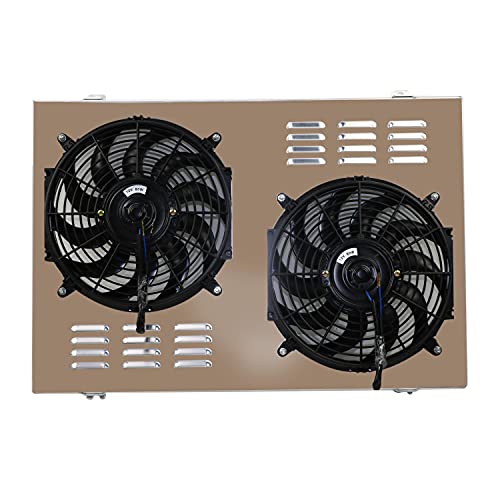 ECMRAD Aluminum Radiator Shroud+2x12"Fans Compatible for 1973-1991 Chevy C10 C20 C30 K10, K5 Blazer Truck 5.7L 7.4L V8, Pickup Blazer/GMC