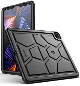 poetic turtleskin case designed for for ipad pro 12.9 6th generation 2022 / 5th gen 2021 / 4th gen 2020 / 3rd gen 2018, rugged shockproof drop protection kids friendly silicone cover case, black