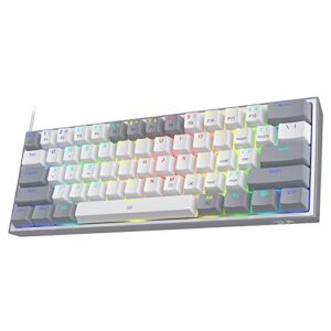 Redragon K617 Fizz 60% Wired RGB Gaming Keyboard, 61 Keys Compact Mechanical Keyboard w/White and Grey Color Keycaps, Linear Red Switch, Pro Driver/Software Supported