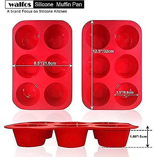 Walfos 4Pcs Silicone Mini Loaf Pan Set and 2Pcs Silicone Jumbo Texas Muffin Pan Set- Non-Stick Silicone, Just PoP Out ! Food Grade and BPA Free !