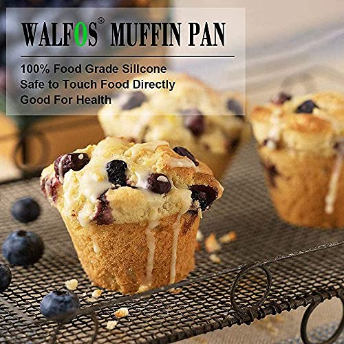 Walfos 4Pcs Silicone Mini Loaf Pan Set and 2Pcs Silicone Jumbo Texas Muffin Pan Set- Non-Stick Silicone, Just PoP Out ! Food Grade and BPA Free !