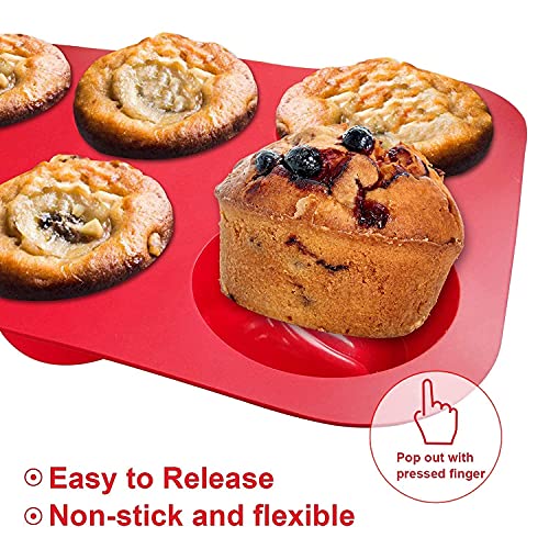 Walfos 4Pcs Silicone Mini Loaf Pan Set and 2Pcs Silicone Jumbo Texas Muffin Pan Set- Non-Stick Silicone, Just PoP Out ! Food Grade and BPA Free !