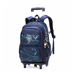 lamografy geometric prints rolling backpack for boys side-opening daypack with wheels student travel bag