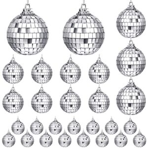 sumind 28 pieces mirror disco ball 70s reflective mirror ball decorations 60s balls with fastening strap for home stage props festivals party accessories