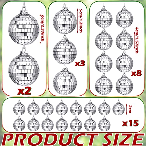 Sumind 28 Pieces Mirror Disco Ball 70s Reflective Mirror Ball Decorations 60s Balls with Fastening Strap for Home Stage Props Festivals Party Accessories