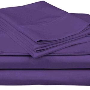 California King Size Waterbed Sheet Set 4 Piece Attached with Fitted Sheet 100% Egyptian Cotton 10 Inch Deep Pocket (Purple Solid, California King)