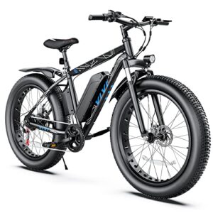 vivi electric bike 26" x 4.0 fat tire electric bicycle, 48v 500w 13ah electric mountain bike, 25mph ebikes for adults with removable lithium-ion battery, professional 7 speed