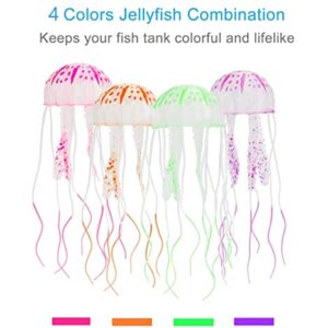 yahukeny 10 Pieces Artificial Glowing Fish Tank Decorations Silicone Resin Fluorescent Floating Jellyfish Simulation Coral Mushroom Fake Lion Fish Landscape Accessories for Aquarium Household Office