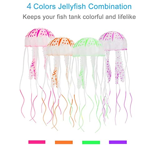 yahukeny 10 Pieces Artificial Glowing Fish Tank Decorations Silicone Resin Fluorescent Floating Jellyfish Simulation Coral Mushroom Fake Lion Fish Landscape Accessories for Aquarium Household Office