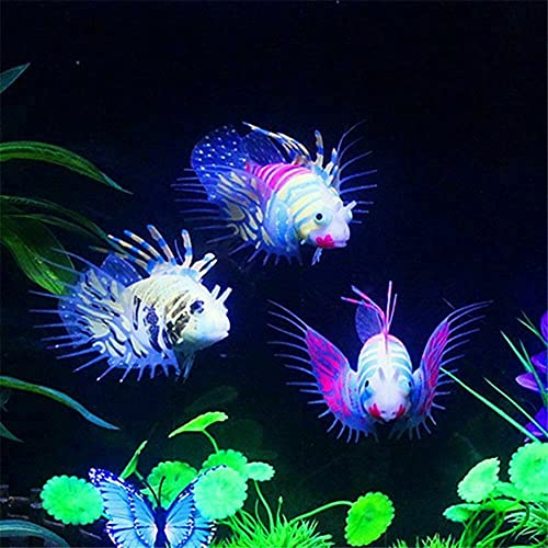 yahukeny 10 Pieces Artificial Glowing Fish Tank Decorations Silicone Resin Fluorescent Floating Jellyfish Simulation Coral Mushroom Fake Lion Fish Landscape Accessories for Aquarium Household Office