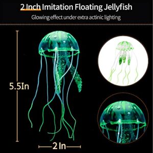 yahukeny 10 Pieces Artificial Glowing Fish Tank Decorations Silicone Resin Fluorescent Floating Jellyfish Simulation Coral Mushroom Fake Lion Fish Landscape Accessories for Aquarium Household Office