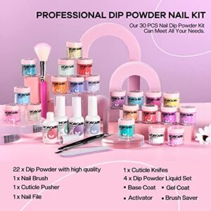 Morovan Dip Powder Nail Kit: 30 Pcs Dip Nails Powder Starter Kit with 22 Colors Dipping Powder - All Seasons Nail Dip Powder Kit for Nail Art Manicure Dip Powder Liquid Set